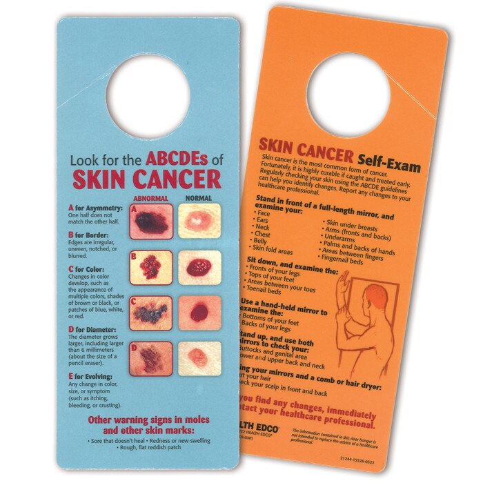 Skin Cancer Self-Exam Door Hanger, health education materials and skin cancer teaching resources, Health Edco, 21244