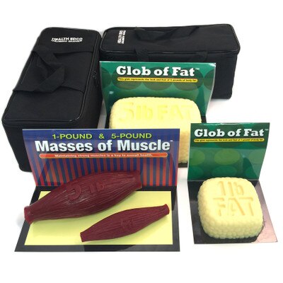 Globs of Fat and Masses of Muscle Set 1 lb and 5 lb for health education by Health Edco, models with realistic feel, 26040