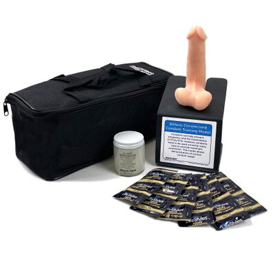 Deluxe Circumcised Condom Training Model in beige skin tone, health and sex education teaching tool, Health Edco, 26403