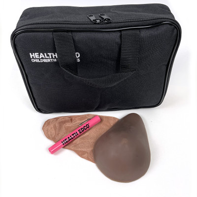 Standard BSE Model, Brown with case, brown tone breast self-exam model to teach breast self-awareness, Health Edco, 26503