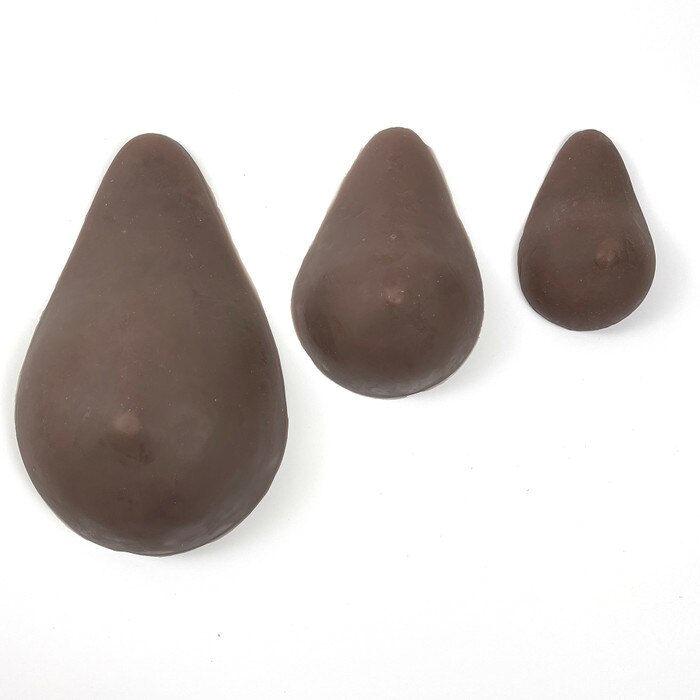 ABC Cup BSE Model Set, three brown health education breast self-exam models in different bra cup sizes, Health Edco, 26540E