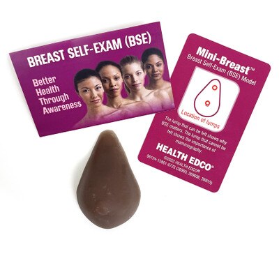 Mini-Breast Model, Brown, tiny brown breast model with lumps for women's breast health education, Health Edco, 26903E