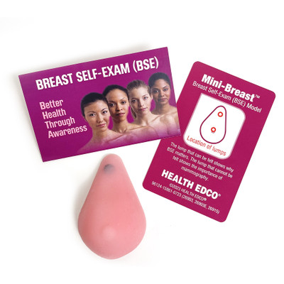Mini-Breast Model, Pink, breast health education model, breast self-exam guide, and lump key, Health Edco, 26915