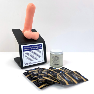 Deluxe Uncircumcised Condom Training Model in beige skin tone, sex education and health teaching model, Health Edco 26990