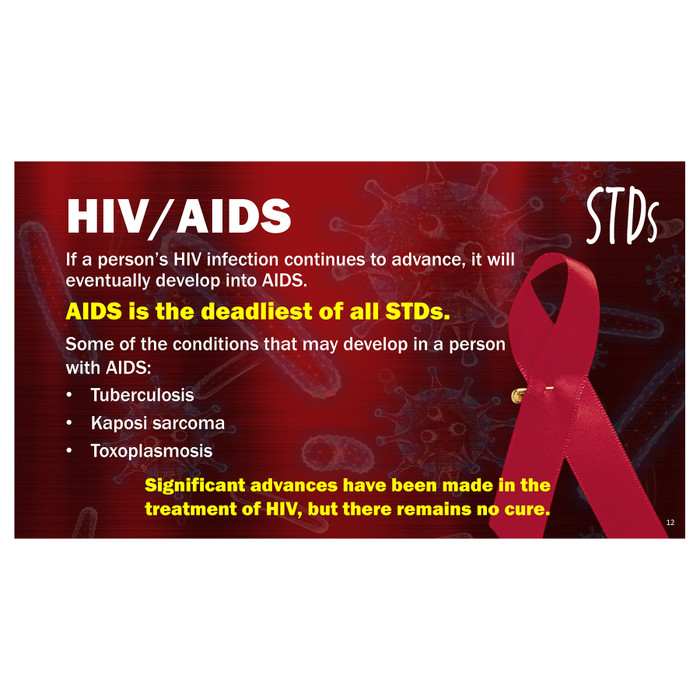 HIV / AIDS slide from STDs PowerPoint, health and sex education PowerPoint on CD-ROM, Health Edco teaching tools, 30272