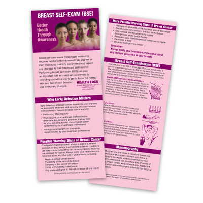 BSE Mini Pocket Guide, wallet-size breast self-exam pocket guide for women's health education, Health Edco, 37001