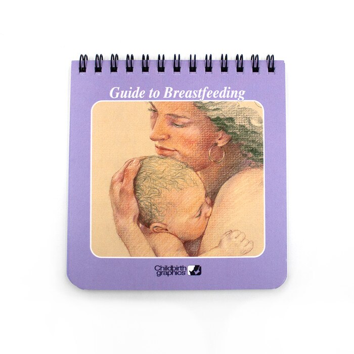 pocket-sized guide to breastfeeding chart set, image of an inside panel & corresponding oresentation notes on back, various breastfeeding topics discussed with presentation notes, Childbirth Graphics