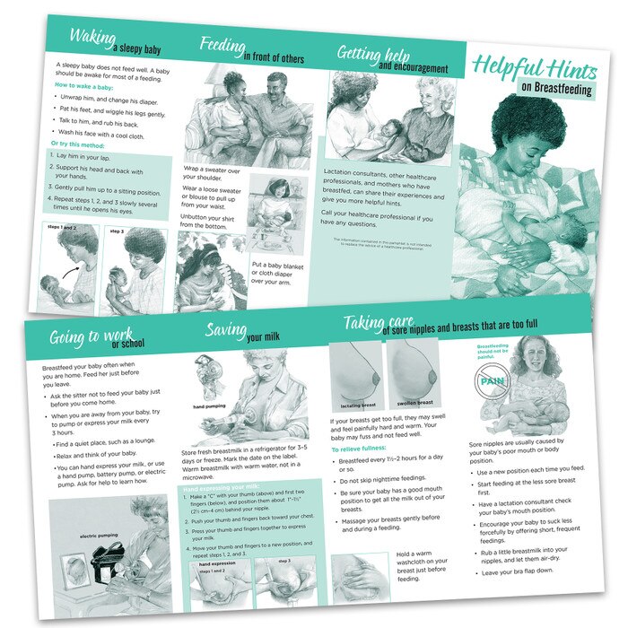 Breastfeeding Helpful Hints Pamphlet Childbirth Graphics