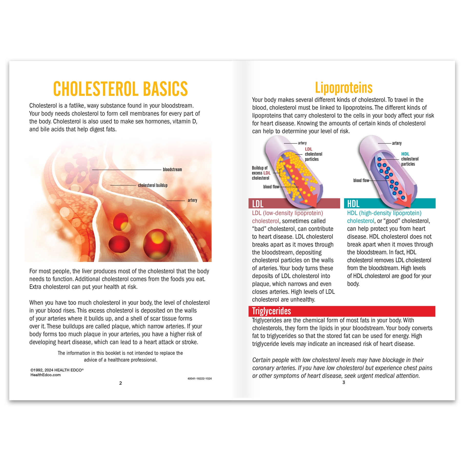 Cholesterol Booklet | Health Edco | Educational Resources
