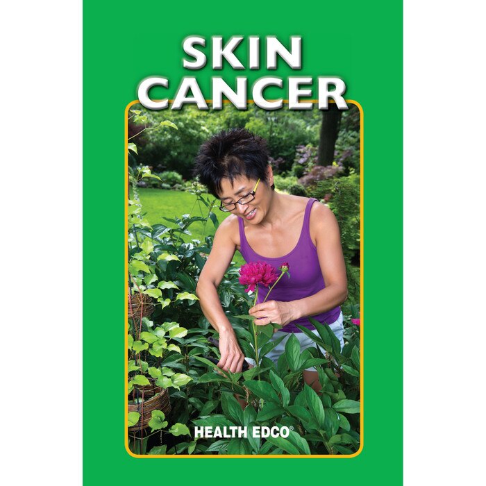 Skin Cancer 16-page booklet cover, Asian woman cutting flowers in garden, Health Edco, 40071