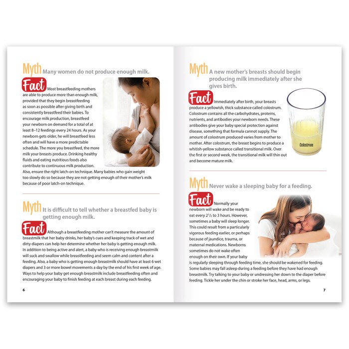 Myths & Facts About Breastfeeding Booklet, breastfeeding education materials for new mothers, Childbirth Graphics, 40338