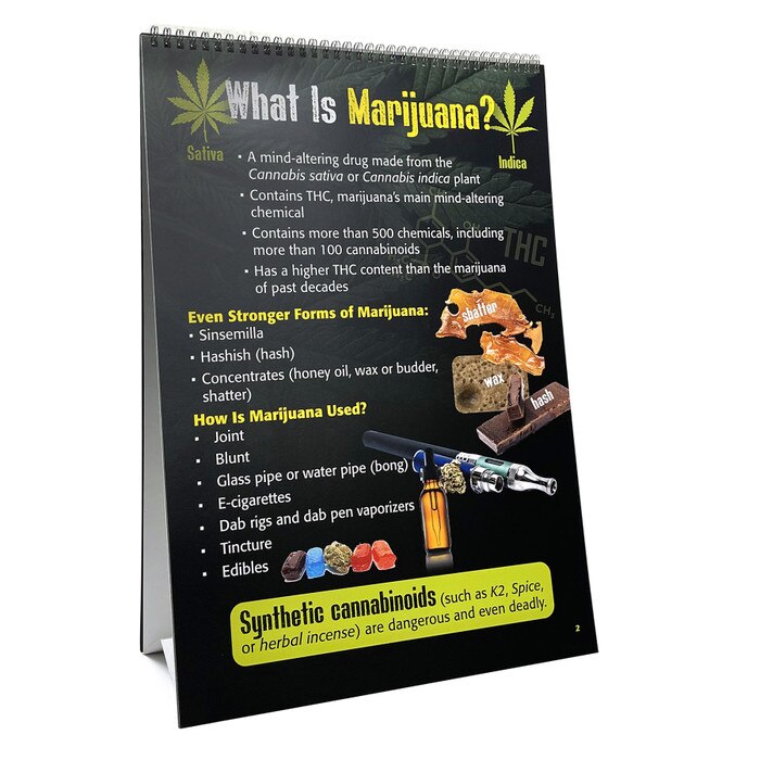 Marijuana Flip Chart from Health Edco, presentation panel explaining types of marijuana and how marijuana is used, 43111
