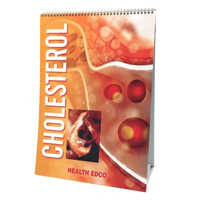 Cholesterol Flip Chart health education resource by Health Edco with six panels and presenter teaching notes, 43117