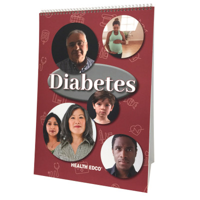 Diabetes Flip Chart by Health Edco for health education, flip chart cover showing diverse diabetics of all ages, 43130