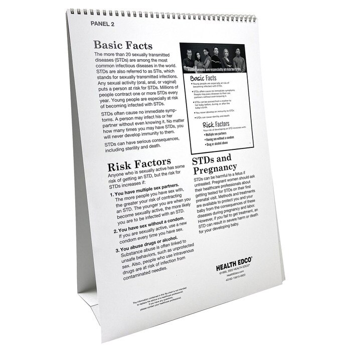 Sexually Transmitted Diseases Flip Chart, health education chart script side on basics of STDs and STIs, Health Edco, 43162