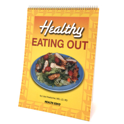 Healthy Eating Out 6-panel spiral bound flip chart cove vegetable salad with grilled chicken, Health Edco, 43174