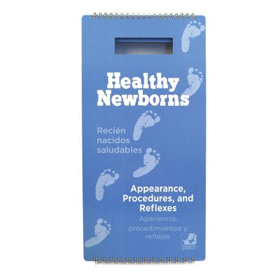 Healthy Newborns Flip Chart for childbirth education by Childbirth Graphics, cover of English Spanish teaching charts, 43303