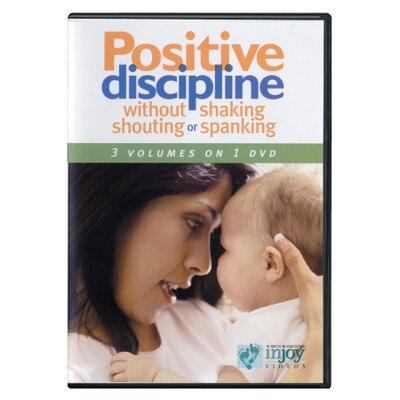 Positive Discipline without shaking shouting spanking DVD cover, mother holding baby's head close, Childbirth Graphics, 48100