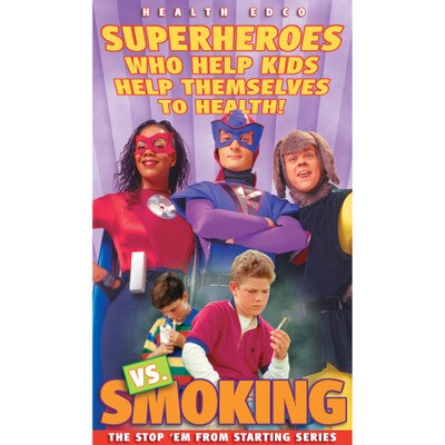 Superheroes vs Smoking DVD Stop 'Em From Starting 15 minute program cover features 3 superheroes, Health Edco, 48359