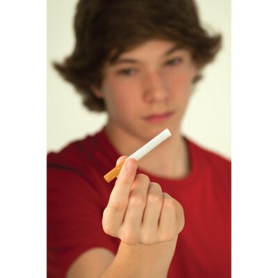 All You Need to Know About Tobacco in 17 minutes DVD young teen boy holding out unlit cigarette, Health Edco, 48856