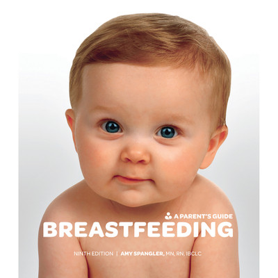 Breastfeeding a parent's guide 9th edition cover, closeup of red headed baby face, Childbirth Graphics, 50034