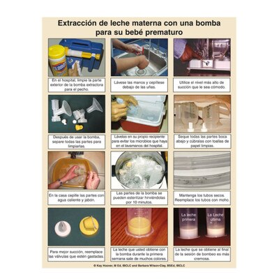 Pumping Milk for your Preemie 50 sheet pad Spanish, photos step by step insturctions, Childbirth Graphics, 50317