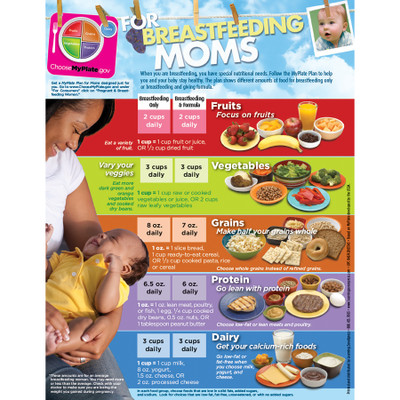 MyPlate for Breastfeeding Moms Tear Pad English front, food groups and portions, Childbirth Graphics, 50322