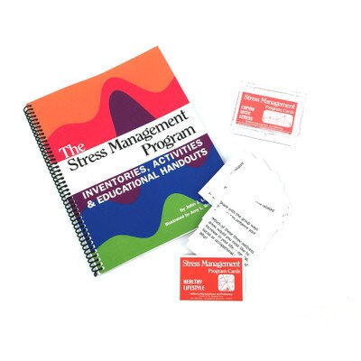 Stress Management Program Kit, spiral bound book CD program cards in plastic case, Health Edco, 50589