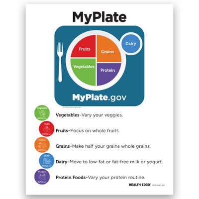 MyPlate Tear Pad for teaching nutrition and health education from Health Edco with eating tips for each food group, 52070