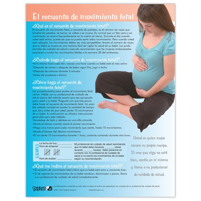 Fetal Movement Counts Tear Pad for pregnancy education from Childbirth Graphics with instructions to count fetal kicks, 52509