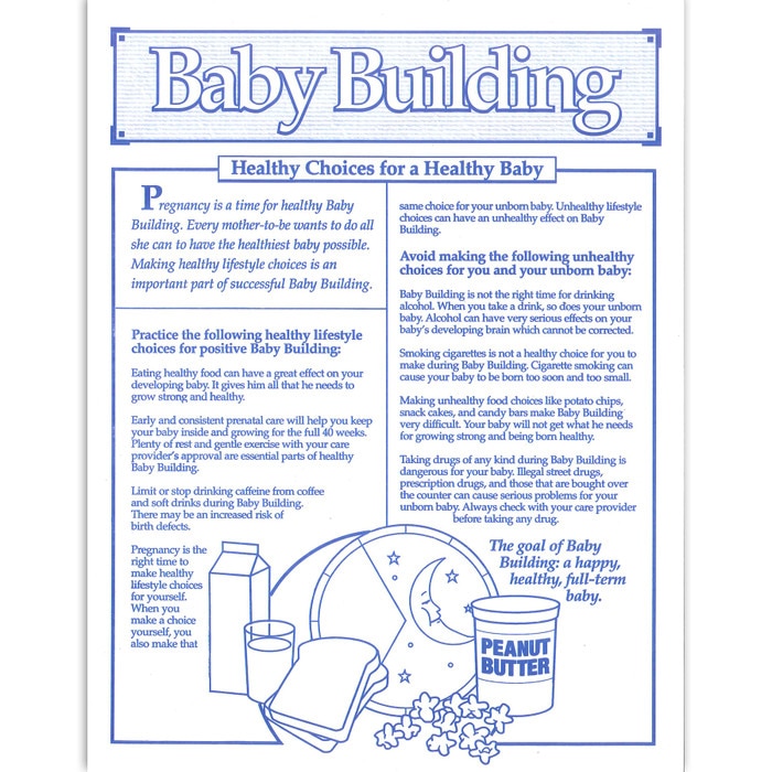 Baby Building Healthy Choices for a Healthy Baby 1-color tear pad, healthy vs unhealthy choices, Childbirth Graphics, 52525