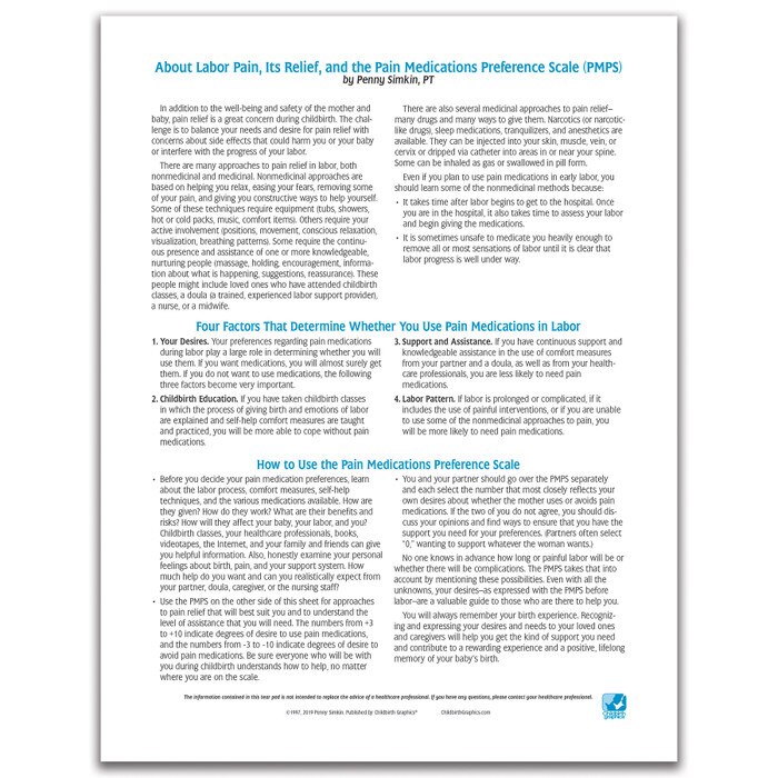 Penny Simkin's Clarifying Your Feelings About Pain and Medications in Childbirth Tear Pad from Childbirth Graphics, 52553