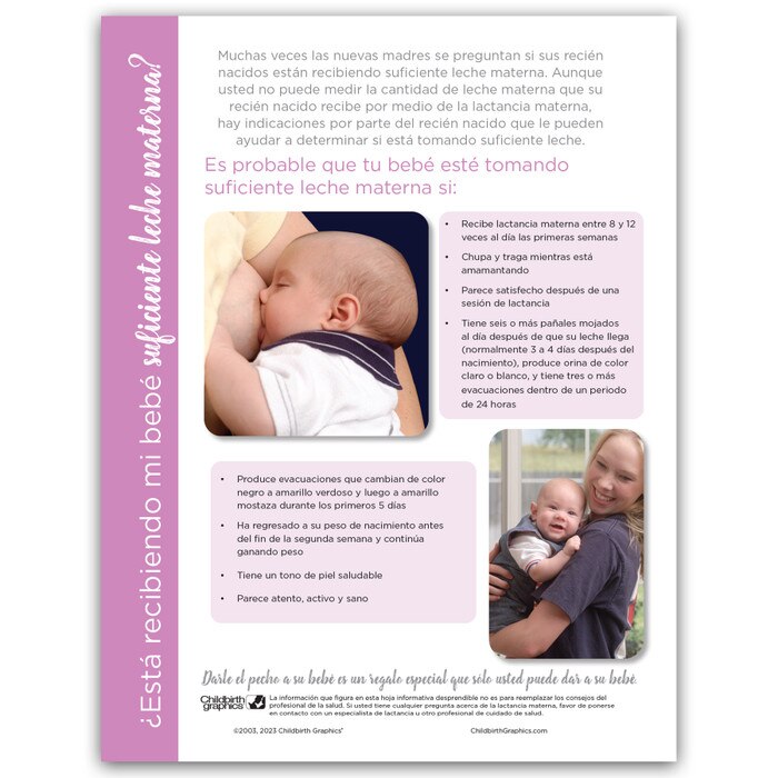Is My Baby Getting Enough Breastmilk Tear Pad, breastfeeding & lactation education tool, Spanish, Childbirth Graphics, 52592