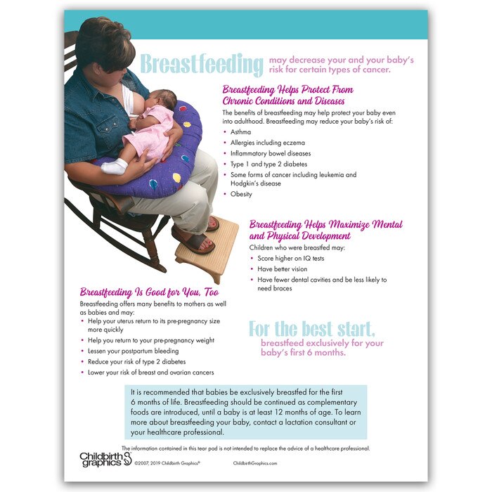 Why Should I Breastfeed My Baby tear pad for childbirth and lactation education from Childbirth Graphics, back side, 52594