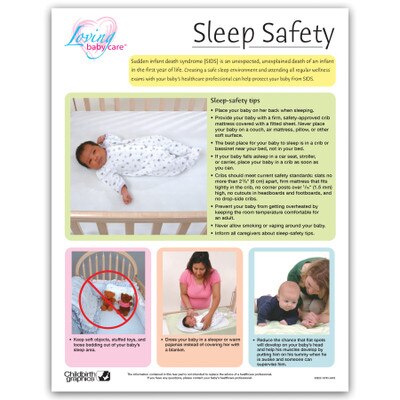 Loving Baby Care: Sleep Safety Tear Pad, infant sleep safety educational handout for new parents, Childbirth Graphics, 52622
