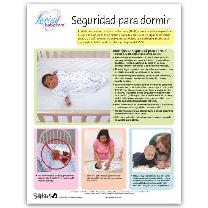 Loving Baby Care: Sleep Safety Tear Pad, infant sleep safety educational handout for new parents, Childbirth Graphics, 52622