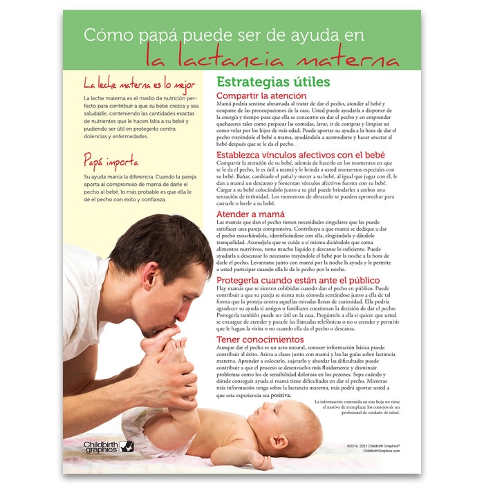How Fathers Can Support Breastfeeding Tear Pad, Spanish side, lactation education materials, Childbirth Graphics, 52652