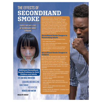 The Effects of Secondhand Smoke 2-color tear pad front, smoking dangers to adults and children, Health Edco 52743