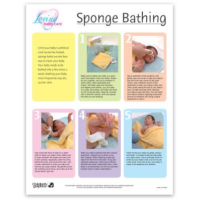 Loving Baby Care: Sponge Bath Tear Pad, health education handout on how to bathe a newborn, Chilbirth Graphics, 52756