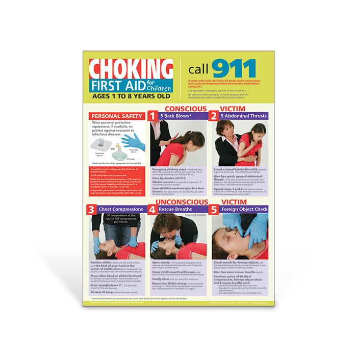 Children's Choking & CPR First Aid Poster Health Edco