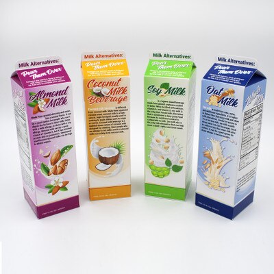 Milk Alternatives: Pour them Over Display, health education four carton display on nutritional values, Health Edco, 77885