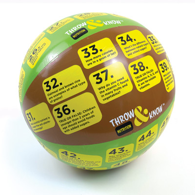 Nutrition Throw & Know Activity Ball, inflatable health education ball with 60 nutrition questions, Health Edco, 78006
