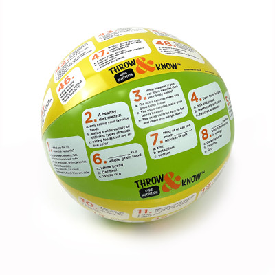 Kids Nutrition Throw & Know Activity Ball, Inflatable health education ball with kids nutrition questions, Health Edco, 78007