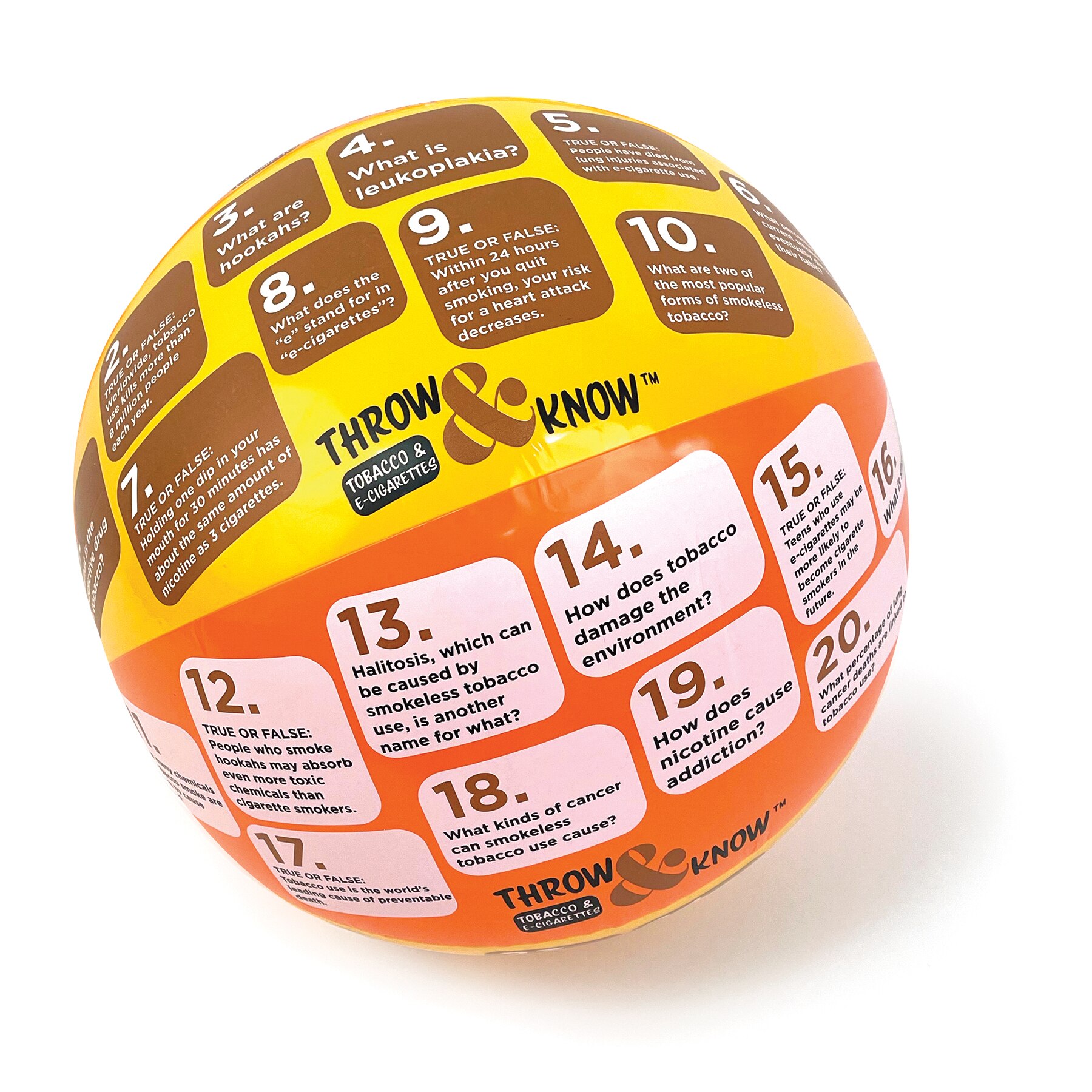 Tobacco and E-Cigarettes Throw & Know Ball | Health Edco