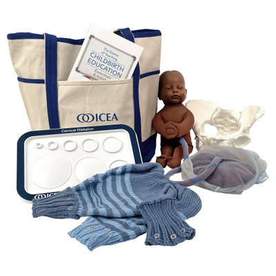 ICEA Childbirth Educator Tool Kit With Dark Brown Fetal Model by Childbirth Graphics, childbirth education teaching tools, 78832