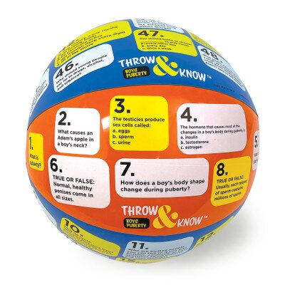 Boys Puberty Throw & Know Activity Ball, boys health education activity ball to teach boys about pubert, Health Edco, 78833