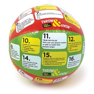Girls Puberty Throw & Know Activity Ball, health education activity to teach girls about puberty changes, Health Edco 78834
