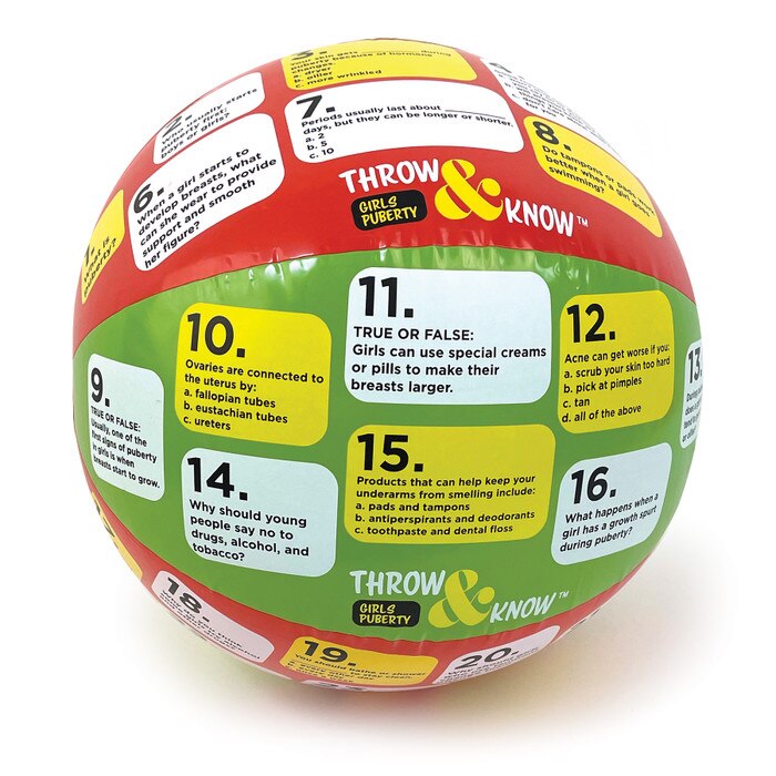 Girls Puberty Throw & Know Activity Ball, health education activity to teach girls about puberty changes, Health Edco 78834