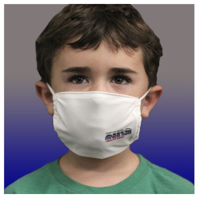 Zinc Miracle Mask by Health Edco, young boy wearing youth white cloth face mask made with durable, zinc-infused fabric, 78848