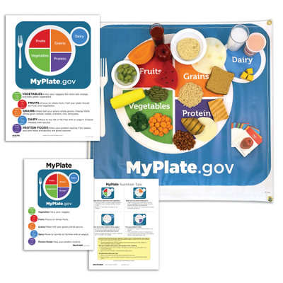 MyPlate Banner Set, nutrition education teaching set with food models, charts, handouts, and activities, Health Edco, 78989